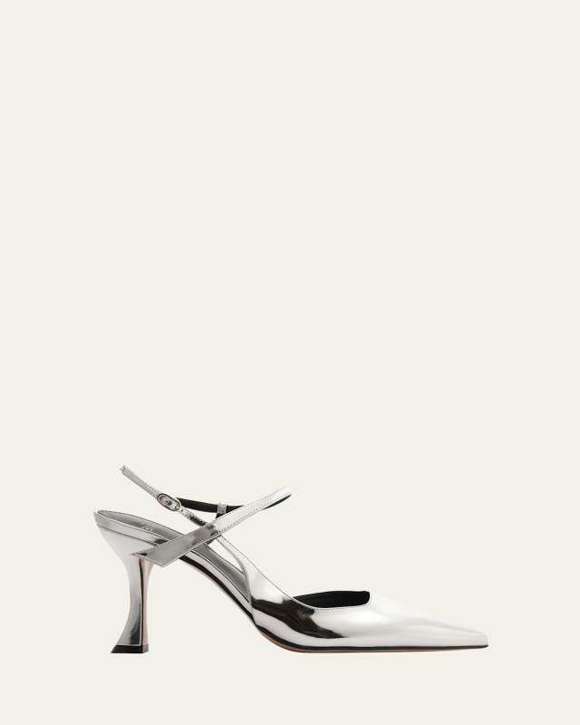 85mm Tita Mirrored Leather Wrap Pumps